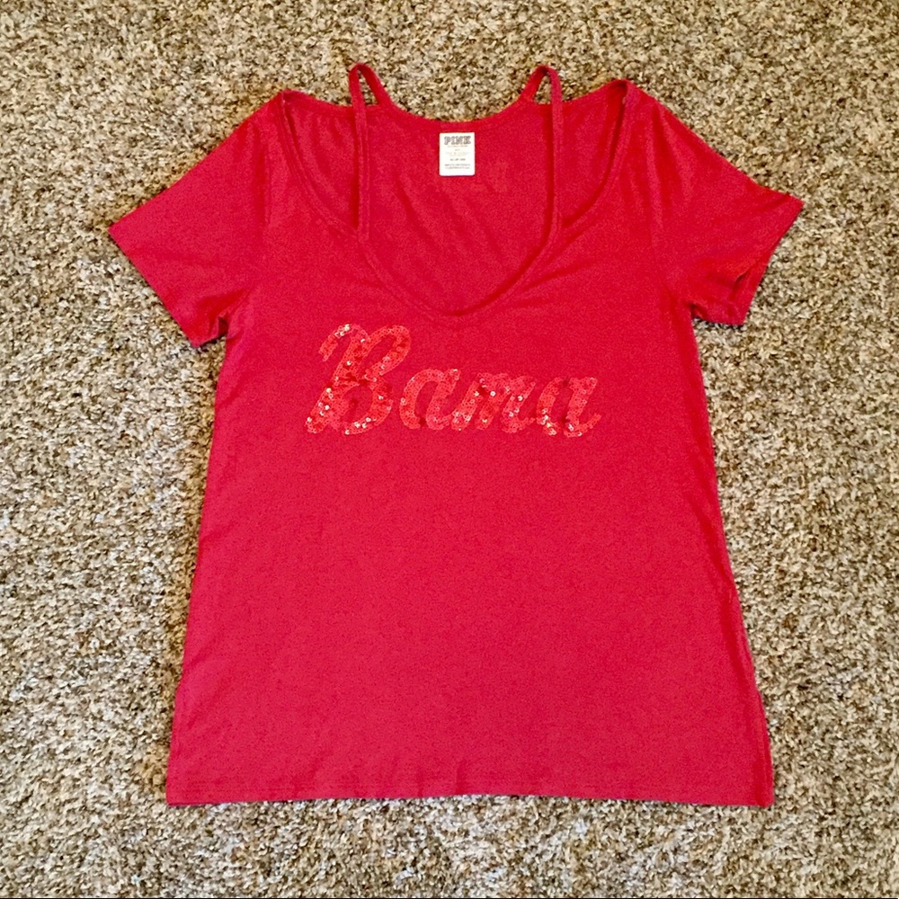 Women’s PINK red BAMA off the shoulder top